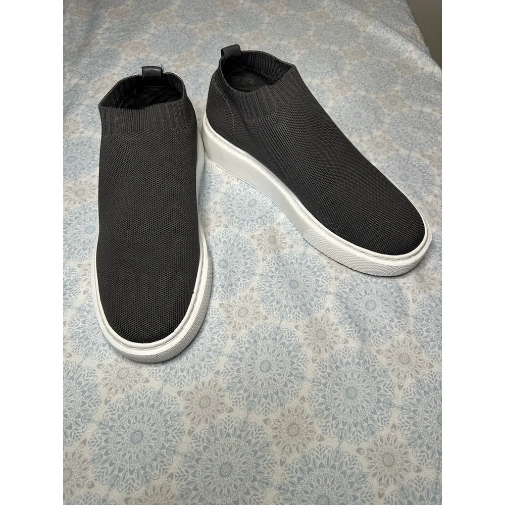 J/Slides NYC Dark‎ Grey Stretch Knit Slip On Platform Sneakers Womens 8